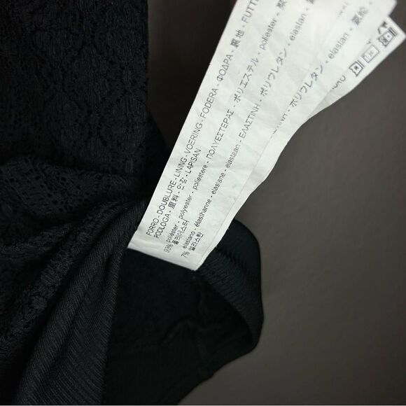 ZARA black sheer floral lace striped bodysuit women's size small - Picture 10 of 10